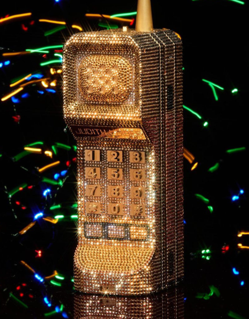 Judith Leiber Brick Phone Call Me Gold